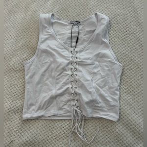 White tie front crop top